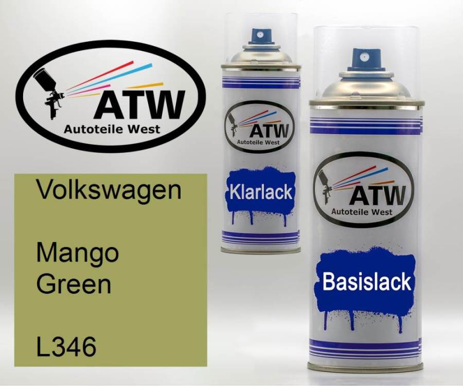 Volkswagen, Mango Green, L346: 400ml Sprühdose + 400ml Klarlack - Set, von ATW Autoteile West.